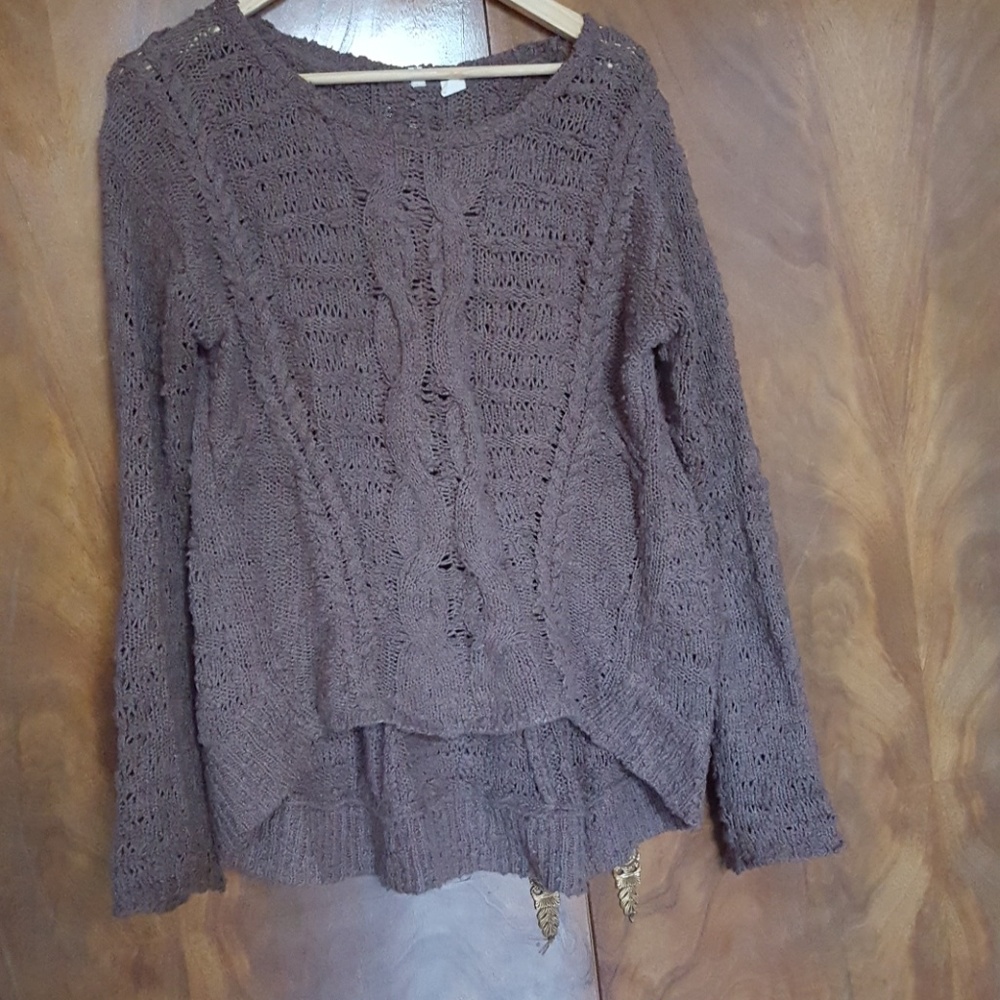 Moth cable knit brown sweater m